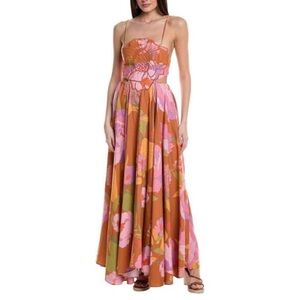FARM Rio Embroidered Flower Top  Maxi Gown